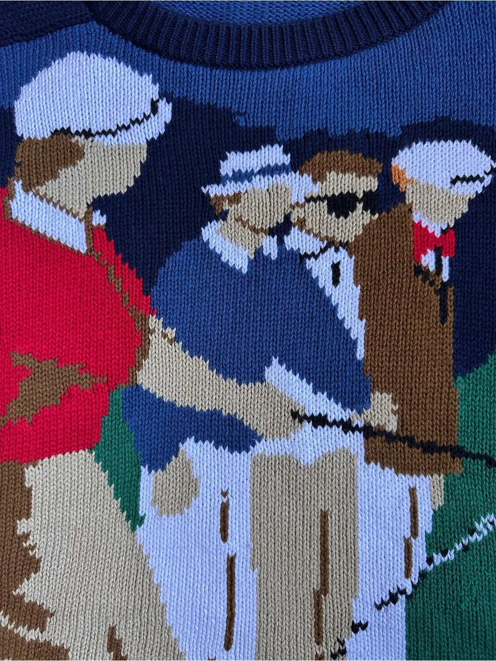 90’s Vintage Norm Thompson Men’s Novelty Golf Sweater Hand‎ Intarsia Large EUC